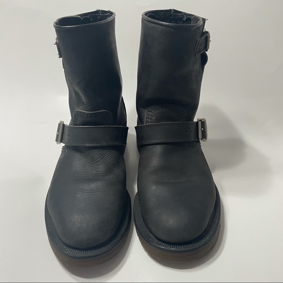 Rare Vintage Dr. Martens Motorcycle Boots Buckles Made in England 5 Black - Picture 2 of 15
